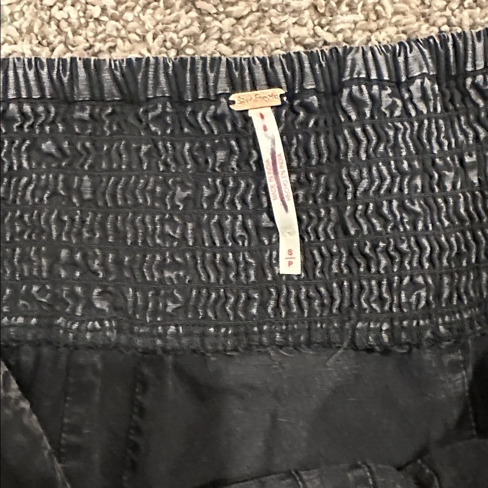 FREE PEOPLE Whitney Washed Black Lace-Trimmed Western Prairie Midi Skirt